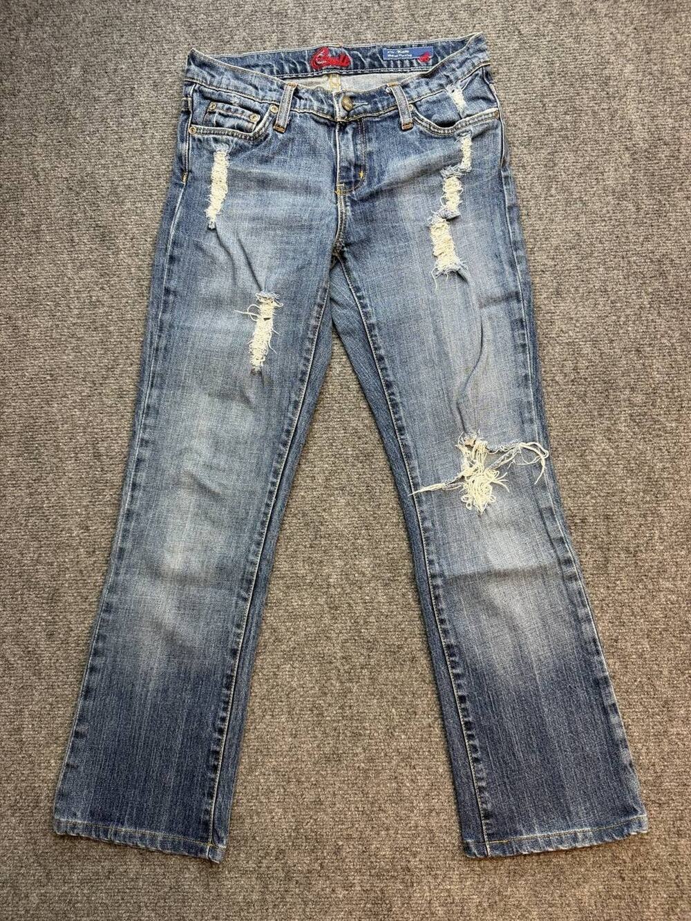 Vintage Y2K Blue Cult Kate 121 Womens 26 Low Rise Distressed Flare Jeans